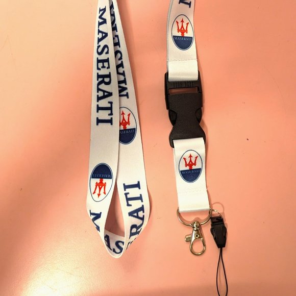 Universal Maserati Lanyard Keychain ID Badge Holder White